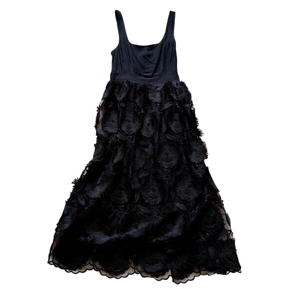 Anthropologie Maeve Floriana Lace Midi Dress Women's Size 6 Black - Picture 2 of 6